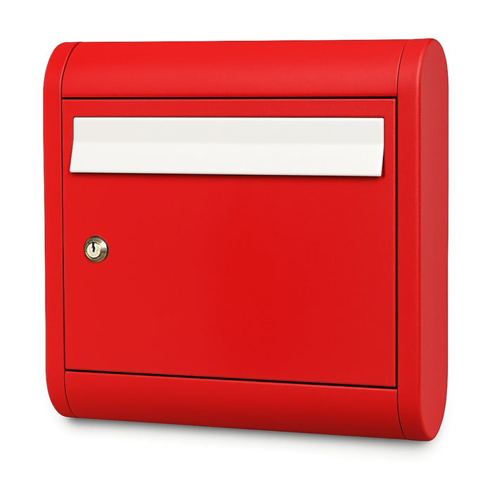Wall Mounted Post Box High Capacity Cast Aluminium - Sole - Red