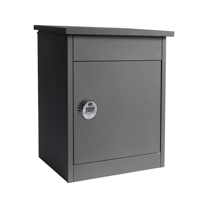 External Wall Mounted Parcel Box for Home - Anthracite Grey - Combination Lock - Side