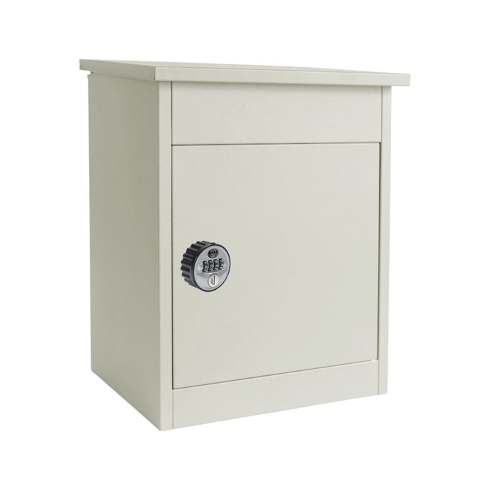Modern Lockable External Wall Mounted Parcel Box - Pebble Grey with Combination Lock