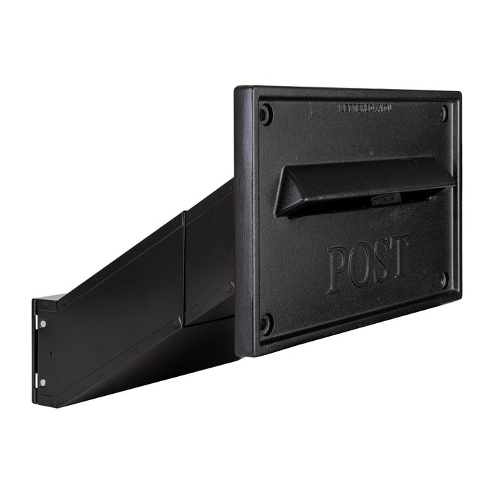 LDD - 042 Nero Through The Wall Letterbox with UK - Made Cast Aluminium Front Plate - Letterbox Supermarket