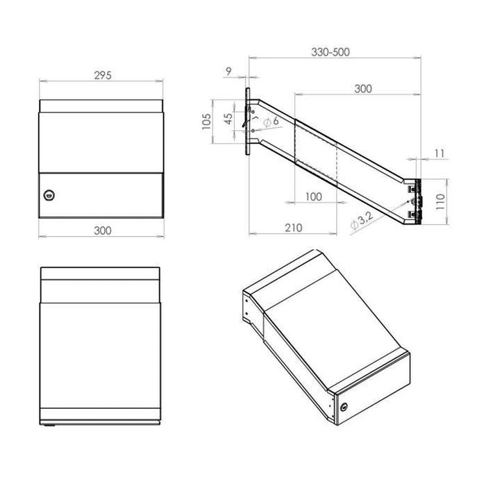 Built In Post Box Telescopic Powder Coated LDD-042 - Letterbox Supermarket