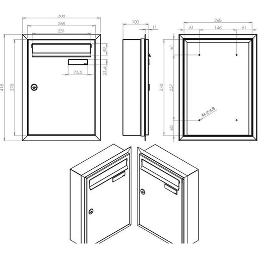 Front Access Recess Mounted Letterbox with Stainless Steel Trim LCD-01 - Letterbox Supermarket