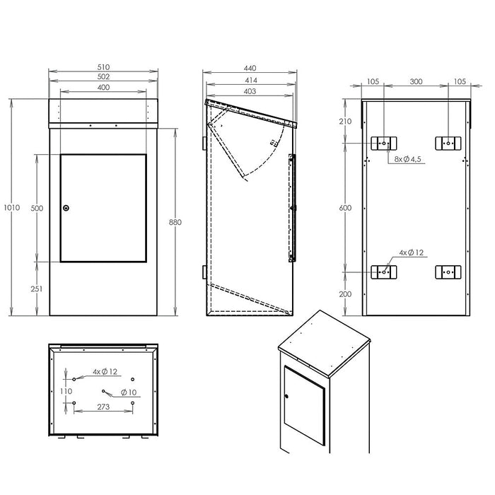 Parcel Letterbox Galvanised Steel Powder Coated Delta XXL - Letterbox Supermarket