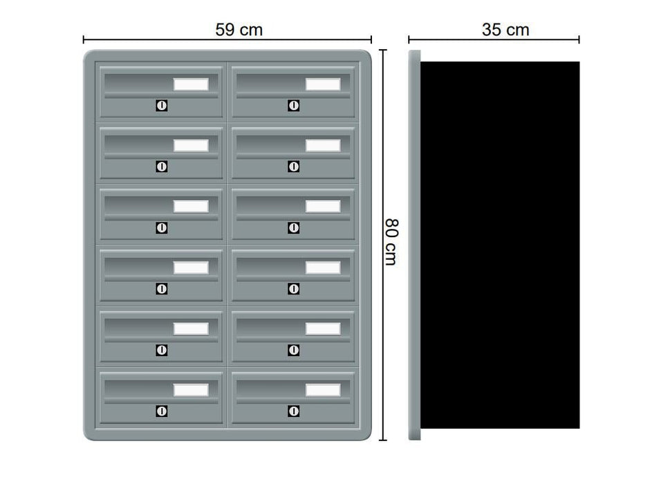 Recess Mounted Letterboxes for Flats Tocco Di Italia Modular 270 Anthracite Grey - Letterbox Supermarket