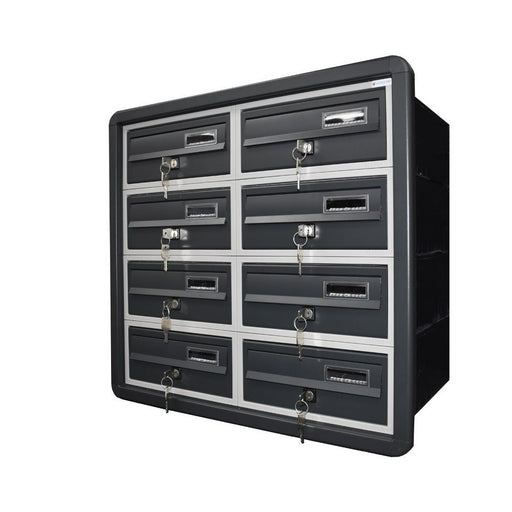 Recess Mounted Letterboxes for Flats Tocco Di Italia Modular 270 Anthracite Grey - Letterbox Supermarket