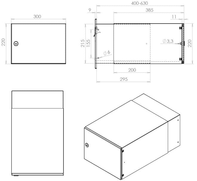 Through The Wall Letterbox Telescopic 390-620mm LBD-242 - Letterbox Supermarket