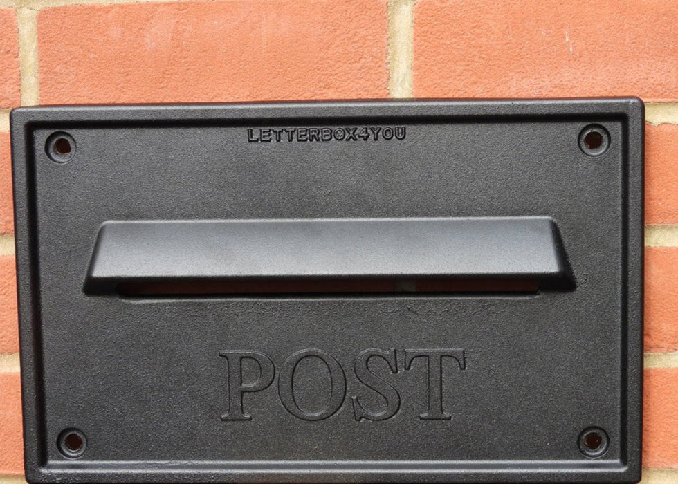 Through the Wall Post Box Cast Aluminium Rolle-Nero - Letterbox Supermarket