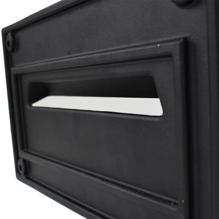 Through the Wall Post Box Cast Aluminium Rolle-Nero - Letterbox Supermarket