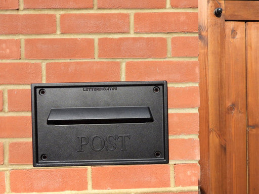 Through the Wall Post Box Cast Aluminium Rolle-Nero - Letterbox Supermarket