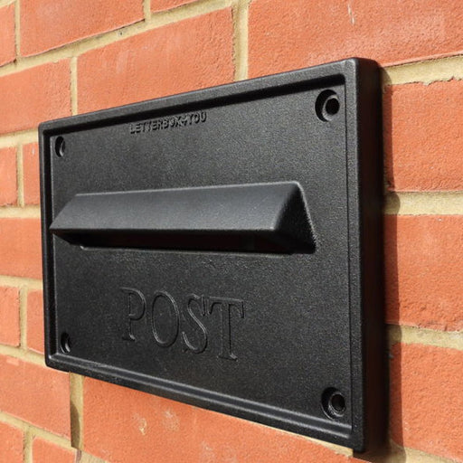 Through the Wall Post Box Cast Aluminium Rolle-Nero - Letterbox Supermarket