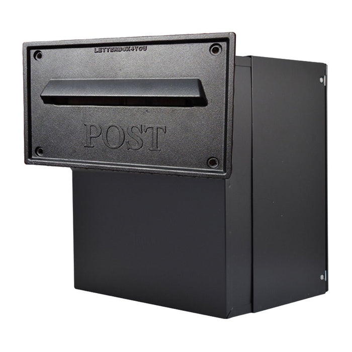 Through The Wall Post Box Rear Access LFD-042 Nero Black - Letterbox Supermarket