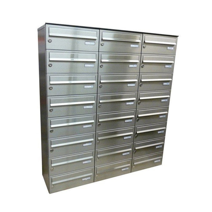 Wall Mounted Post Box for Flats Lockable LBD-015 City Hall Stainless Steel - Letterbox Supermarket