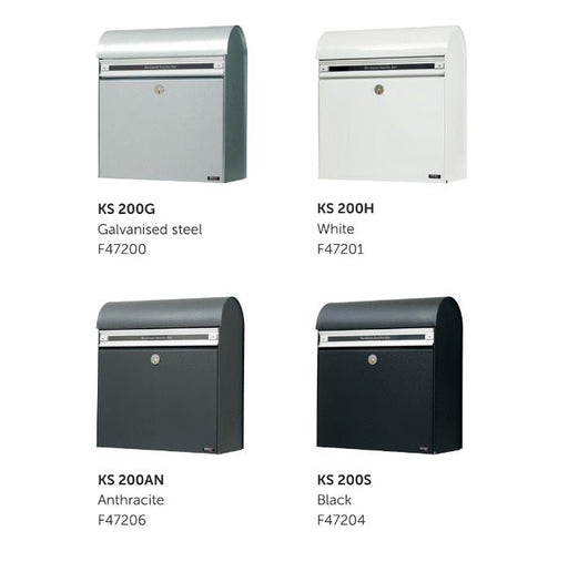 Wall Mounted Post Box Lockable Galvanised Steel Allux KS200 - Letterbox Supermarket