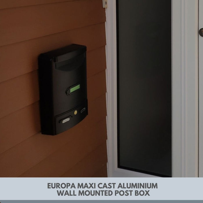 Wall Mounted Post Box Weather and Rust Resistant Die-Cast Aluminium Europa Maxi - Letterbox Supermarket