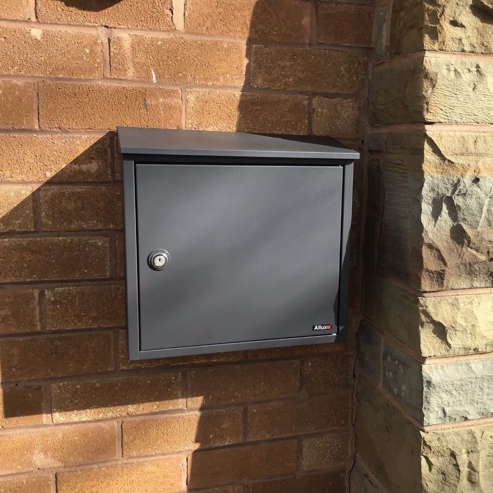 wall mounted post box in anthracite grey