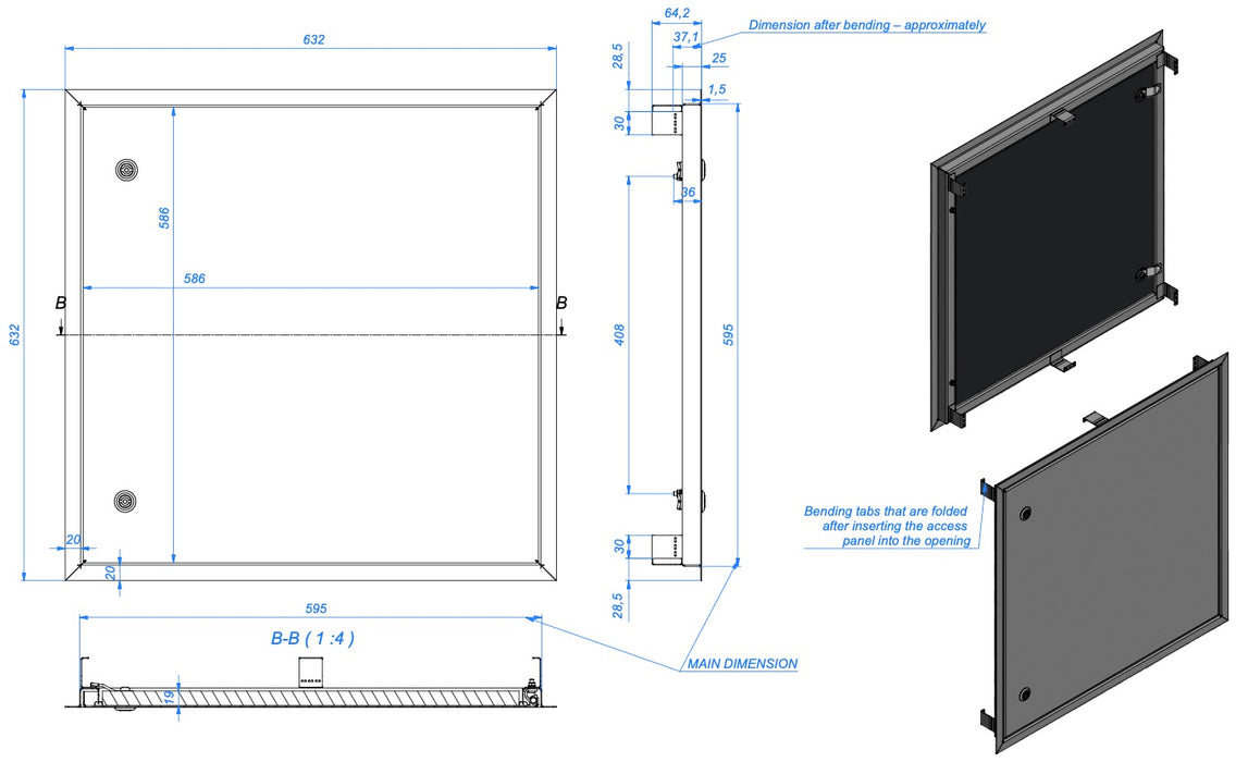 316L Stainless Steel Inspection Door Insulated Armaflex 19mm - White - 600x600mm