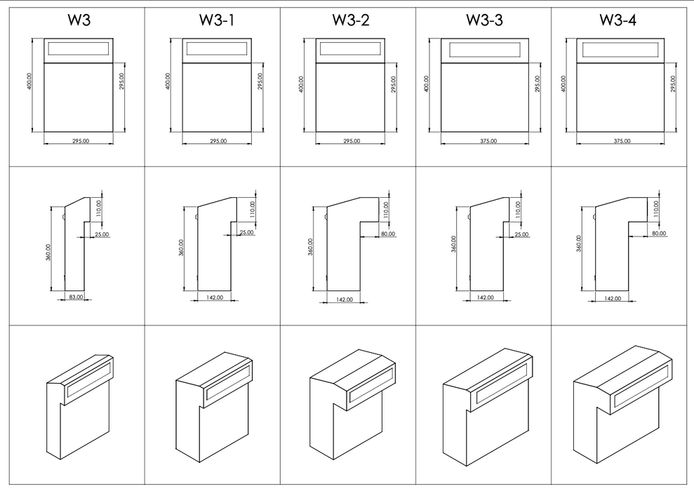 Outdoor Post Box for Gates and Fence Mounting with Stainless Steel Front Including Trim Rear Access W3-1