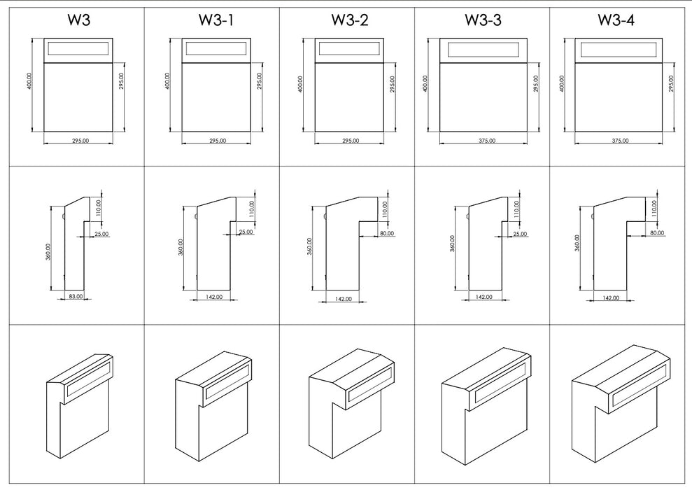Lockable W3 - 1 Outdoor Mailbox with Rear Access for Fencing and Gates