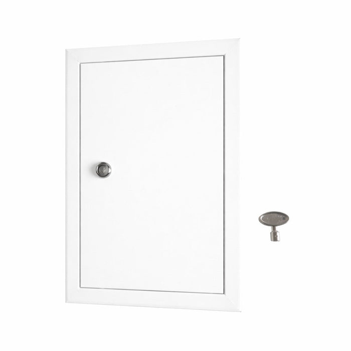 Metal Access Door Panel with Triangle Key Lock – Utility Service Hatch - White - 250x350mm