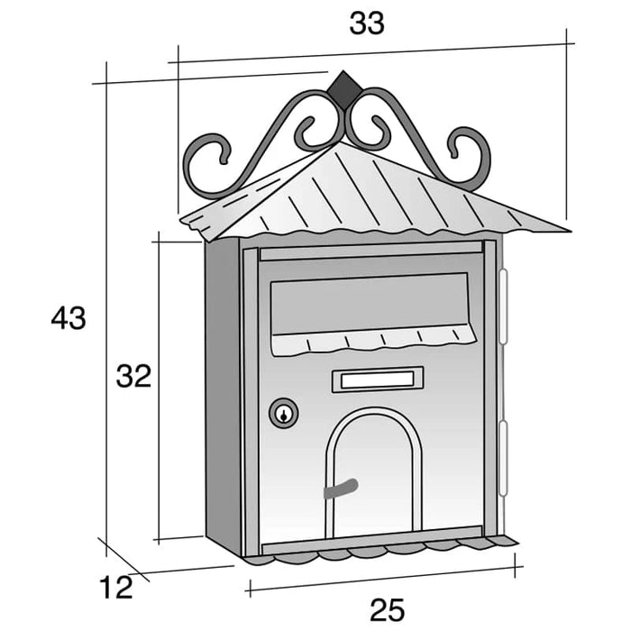 Rustica Italiana Rustic Wall Mounted Wrought Iron Post Box
