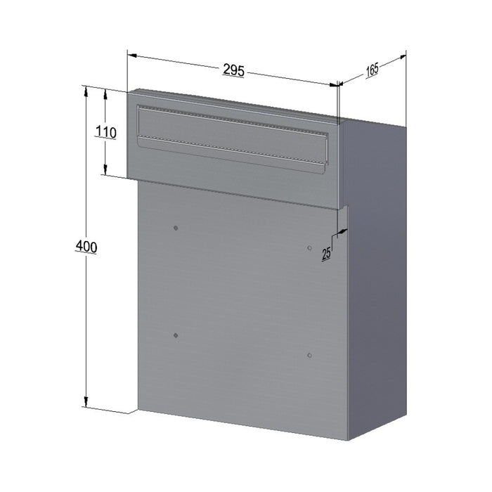 Outdoor Post Box for Gates and Fence Mounting with Stainless Steel Front Including Trim Rear Access W3-1