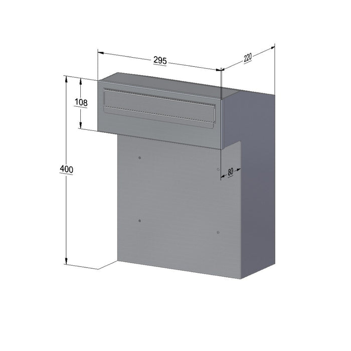 Outdoor Post Box for Gates and Fence Mounting with Stainless Steel Front Including Trim Rear Access W3-2