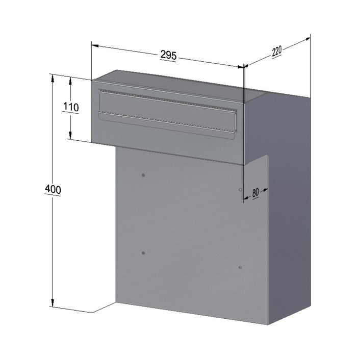 Outdoor Post Box for Gates and Fence Mounting with Stainless Steel Front Including Trim Rear Access W3-2