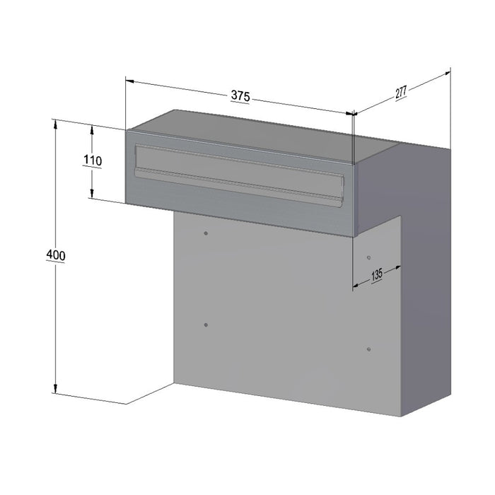 Through Wall Letter Chute Galvanised Steel Lockable W3-4 XL