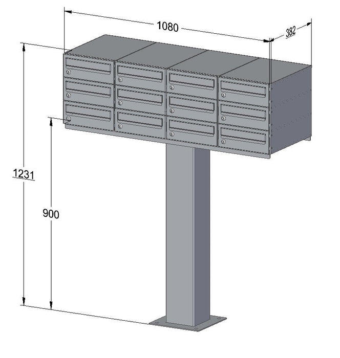 C2 Compact Urban Easy – Free Standing Apartment Mailboxes - Letterbox Supermarket