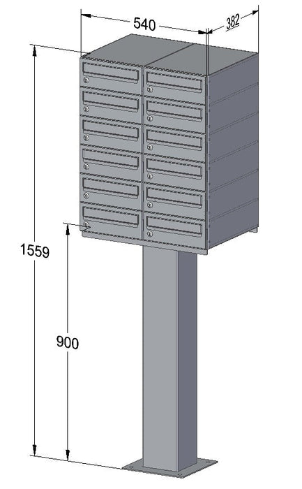 C2 Compact Urban Easy – Free Standing Apartment Mailboxes - Letterbox Supermarket