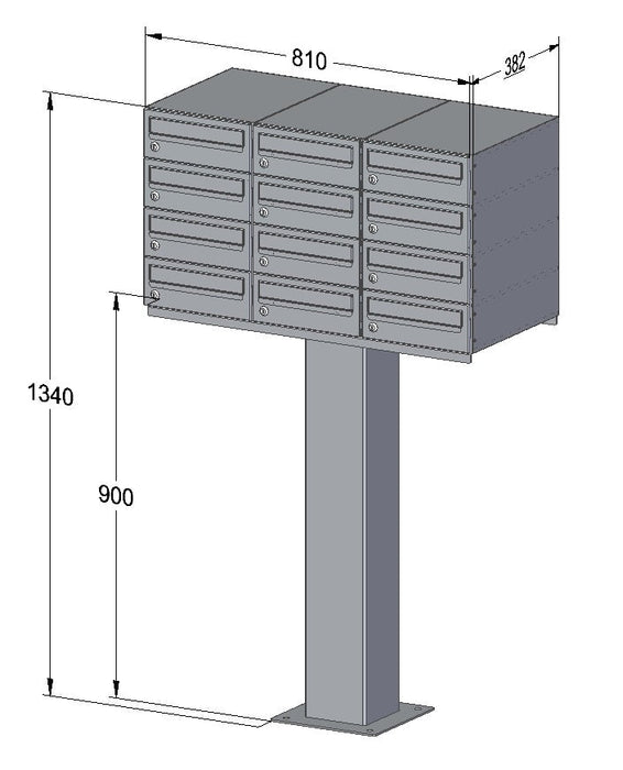 C2 Compact Urban Easy – Free Standing Apartment Mailboxes - Letterbox Supermarket