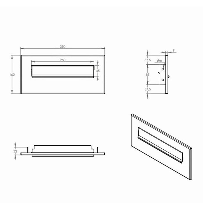 LBD-042 Telescopic Through Wall Letterbox 390-620mm – Powder Coated