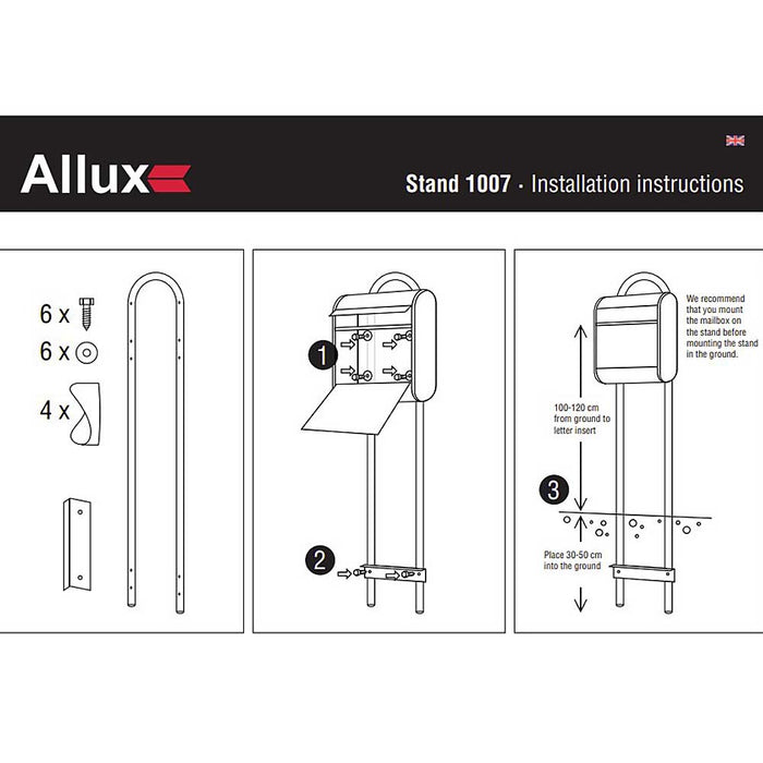 Free Standing Post Box Lockable Galvanised Steel Allux KS200 - Letterbox Supermarket