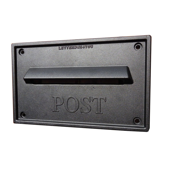 LDD - 041 Nero Through The Wall Letterbox with UK - Made Cast Aluminium Front Plate - Letterbox Supermarket