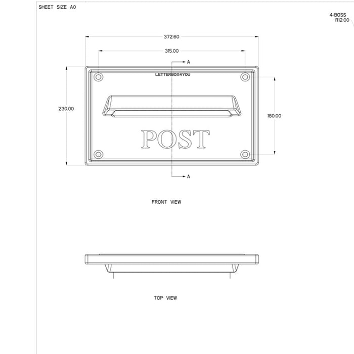 LDD - 041 Nero Through The Wall Letterbox with UK - Made Cast Aluminium Front Plate - Letterbox Supermarket