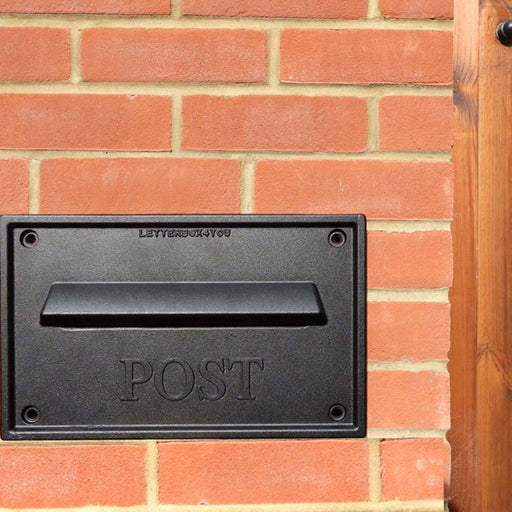 LDD - 041 Nero Through The Wall Letterbox with UK - Made Cast Aluminium Front Plate - Letterbox Supermarket