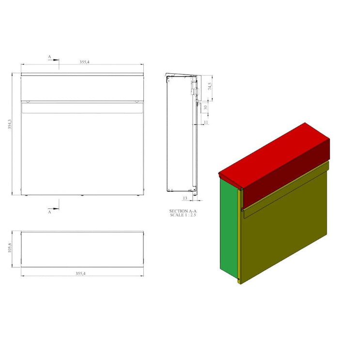 Modern Contemporary Wall Mounted External Post Box - Skylark - Letterbox Supermarket