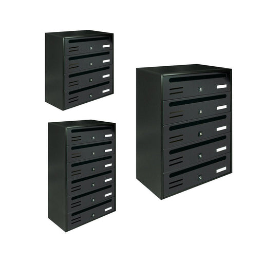 Multiple Communal Letterboxes Wall Mounted Dark Grey - Tocco di Italia Cubo - Letterbox Supermarket