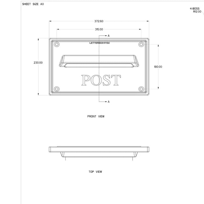 Nero Black Cast Aluminium Letter Plate for Wall, Fence or Gate Letterboxes