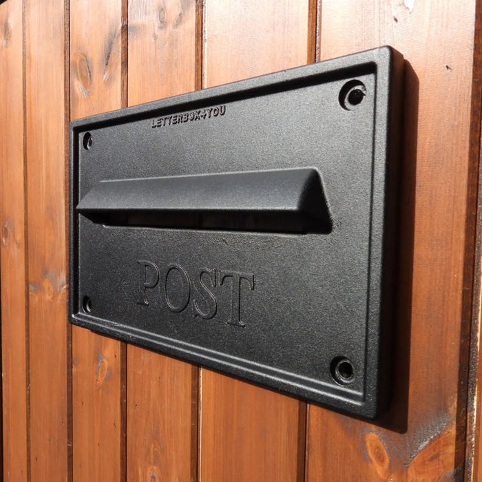 Nero Black Cast Aluminium Letter Plate for Wall, Fence or Gate Letterboxes