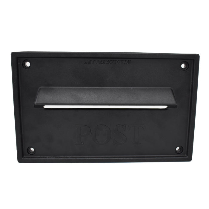 LDD-041 Nero Through The Wall Letterbox with UK-Made Cast Aluminium Front Plate