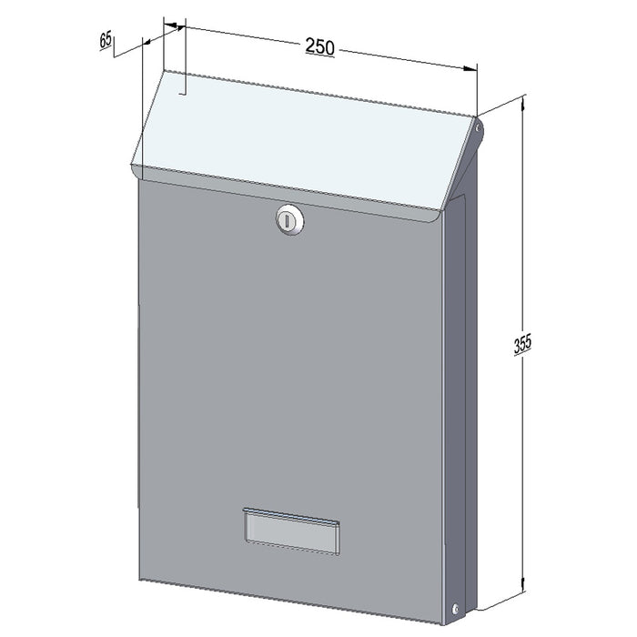 Wall Mounted Letterbox Lockable Outdoor Galvanised Steel SDG