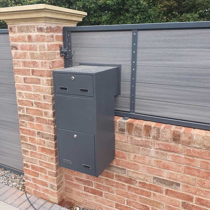 Through The Wall Parcel Box Stainless Steel Front with Integrated Letterbox for Single Brick Walls Sierra