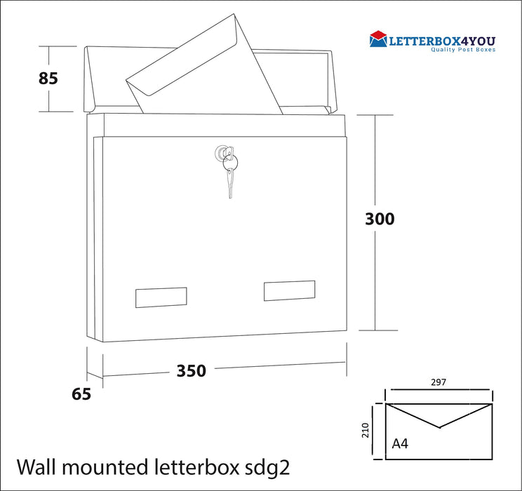 Wall Mounted Post Box External Lockable SDG2