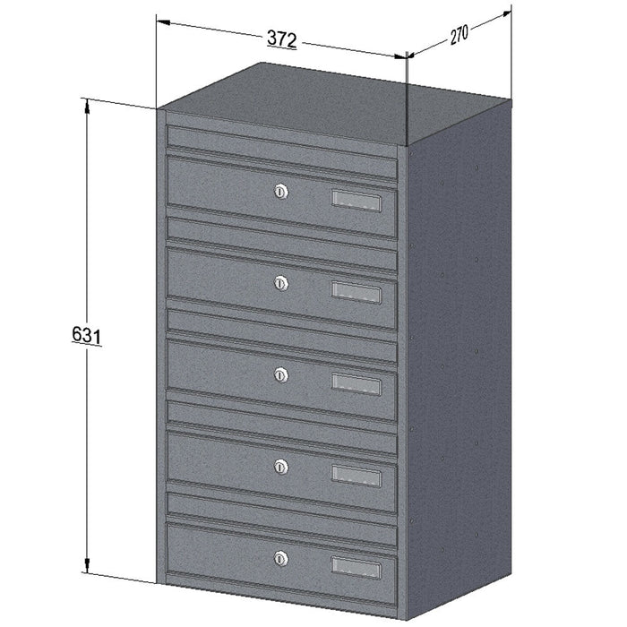 Apartment Post Boxes Combination Lock Dark Grey RAL 7015 E1 Urban Easy - Letterbox Supermarket