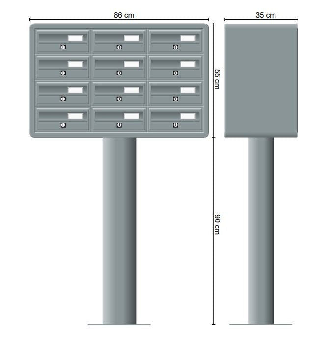 Free Standing Letterboxes for Flats Tocco Di Italia Modular 270 Anthracite Grey - Letterbox Supermarket