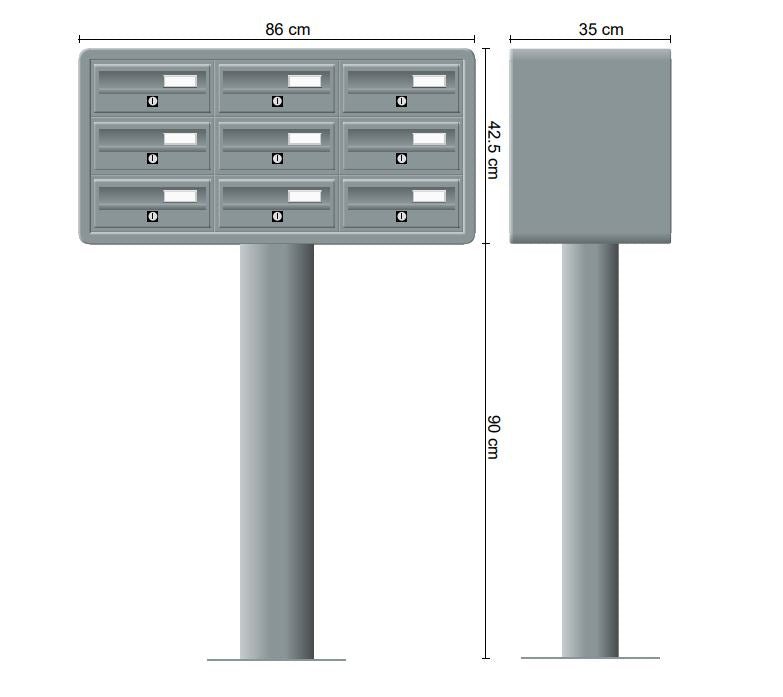 Free Standing Letterboxes for Flats Tocco Di Italia Modular 270 Anthracite Grey - Letterbox Supermarket
