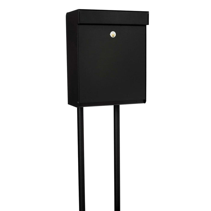 Free Standing Post Box Lockable Galvanised Steel Black Allux Grundform Villa - Letterbox Supermarket
