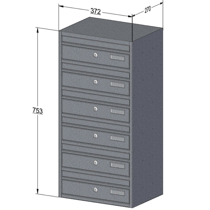 Letterboxes for Apartments Wall Mounted Light Grey RAL 7040 E1 Urban Easy - Letterbox Supermarket