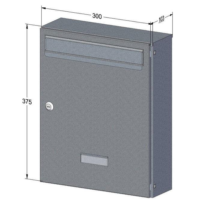 Wall Mounted Post Box Lockable Galvanised Steel W5 Urban Easy - Letterbox Supermarket